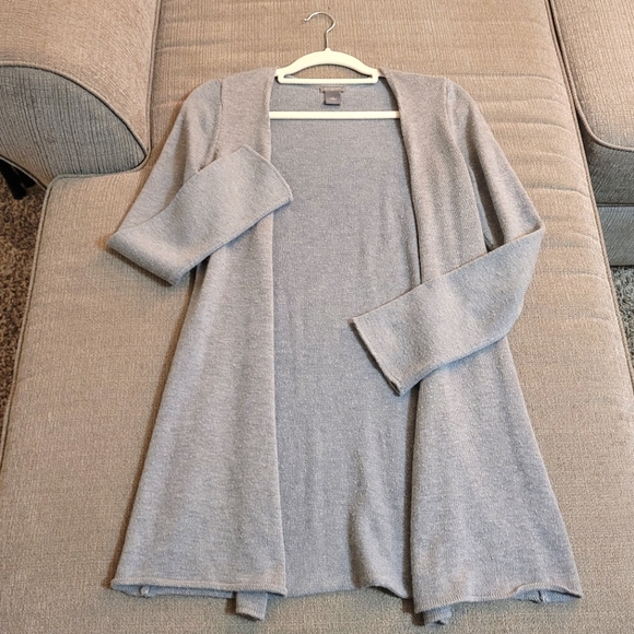 Ann Taylor Sweaters - Ann Taylor Rabbit Hair Blend Longline Open Front Casual Gray Cardigan Size Small